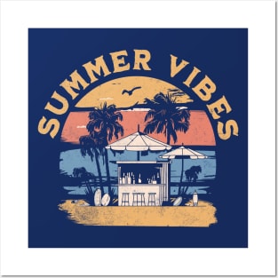 Summer Vibes - Palm Trees Beach Retro Tropical Summer Posters and Art